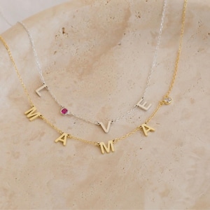 Personalized Birthstone Necklace Custom Initial Name Pendant Necklace Custom Letter Jewelry for Women New Mum Gift Baby Shower Gift for Mum