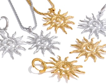 Sun Necklace and Earrings Set: Gold Silver Celestial Jewelry