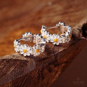 Sterling Silver Daisy Earrings: Dainty Floral Studs, Hypoallergenic