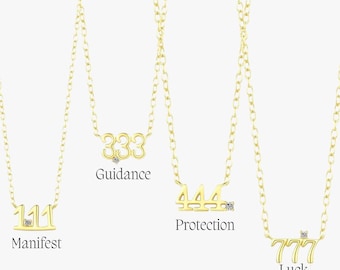 Gold Angel Number Necklace: Spiritual Numerology Pendant