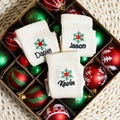 Custom Name Christmas Socks, Embroidery Snowflake Unisex Cotton Socks