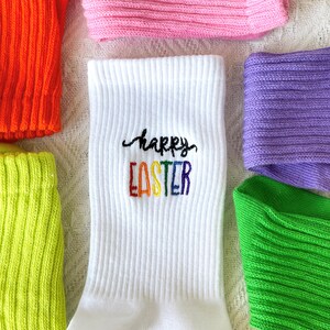 大人と子供用のハッピーイースターソックス、ユニセックスコットンソックス、パーティーの記念品