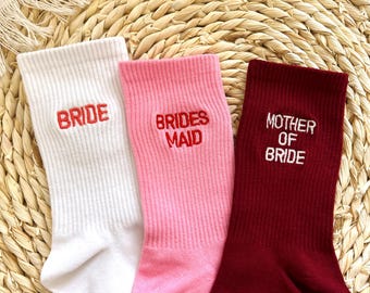 Custom Embroidered Wedding Socks, Bride, Bridesmaid Proposal Gift