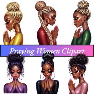 Praying Women Clipart, Christian Black Women, Church Lady Clipart, Women Praying Clipart, Praying Hands Clipart, Church Clipart, Chibi Clipa