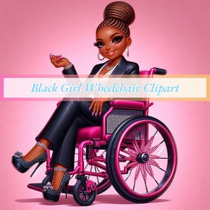 Cadeira de rodas clipart, menina negra clipart, menina bonita clipart, diva clipart, menina fashion clipart, cadeira de rodas clipart feminino, necessidade especial