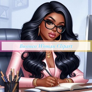 Clipart de mulher de negócios, clipart de menina negra, clipart de menina diva, clipart de menina chefe, clipart de garota chefe, clipart de menina planejadora, clipart de menina curvilínea