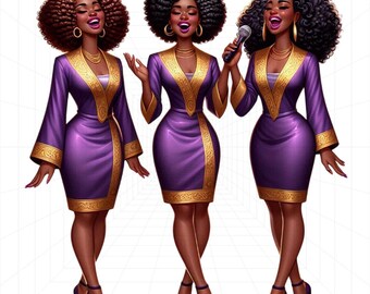 Church Lady Clipart, Church Choir Clipart, Praying Hands Clipart, Faith Clipart, Women Praying, Black Girl Clipart, Planner Girl Clipart