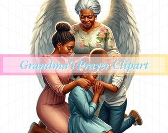 Grandma Praying, Praying Hands Clipart, Hands Clipart, Church Lady Clipart, Church Clipart, Christian Clipart, Woman in Prayer, Black Girl