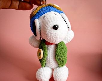Crochet Pilot Snoopy Keychain| Cotton and Plushie Snoopy Keychain| | Bag Charm | Car Pedant | Dog Lover Gift