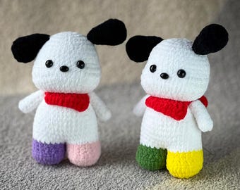 Crochet Pochacco-Inspired Dog Keychain, Handmade Plush Bag Charm