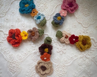 Hand-Crocheted Wool Flower Hair Clip: Cottagecore Floral Barrette