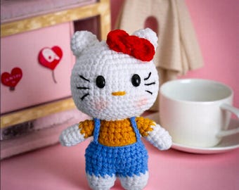 Porte-clés chaton au crochet | Charm de sac fait main| Amigurumi voiture piédouche | Adorable accessoire