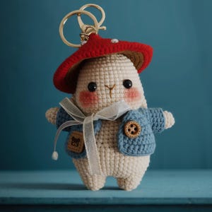 Gehäkelte Pilz-Puppe Schlüsselbund | Handgemachte Taschenanhänger| Amigurumi Auto Anhänger | Bezauberndes Accessoire