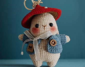 Crochet Mushroom Bunny Keychain| Handmade Bag Charm| Amigurumi Car Pedant | Adorable Accessory