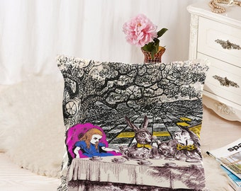 Alice In Wonderland Mad Hatter's Tea Party Decorative Cushion Cover