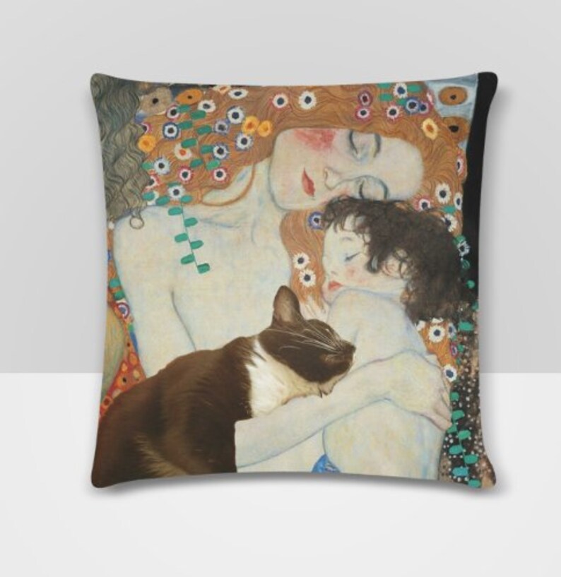 gustav klimt cat pillow covers