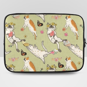 Playful Cats Pattern Laptop Sleeve, Macbook Pro Sleeve 10inch, 11.6 inch, 13.3 inch, 14.1 inch, 15.6 inch, Microsoft Surface Pro3/4