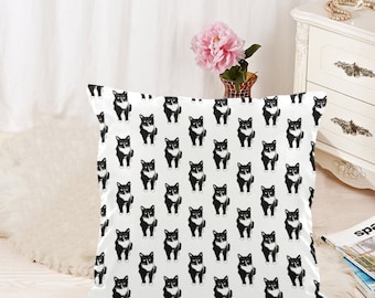 Black and White Tuxedo Cat Decorative Cushion Cover