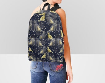 Vintage Handdrawn Cat Pattern Backpack Classic Back To School Daily College Bag