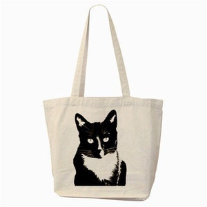 Halftone Tuxedo Cat Classic Canvas Tote Bag