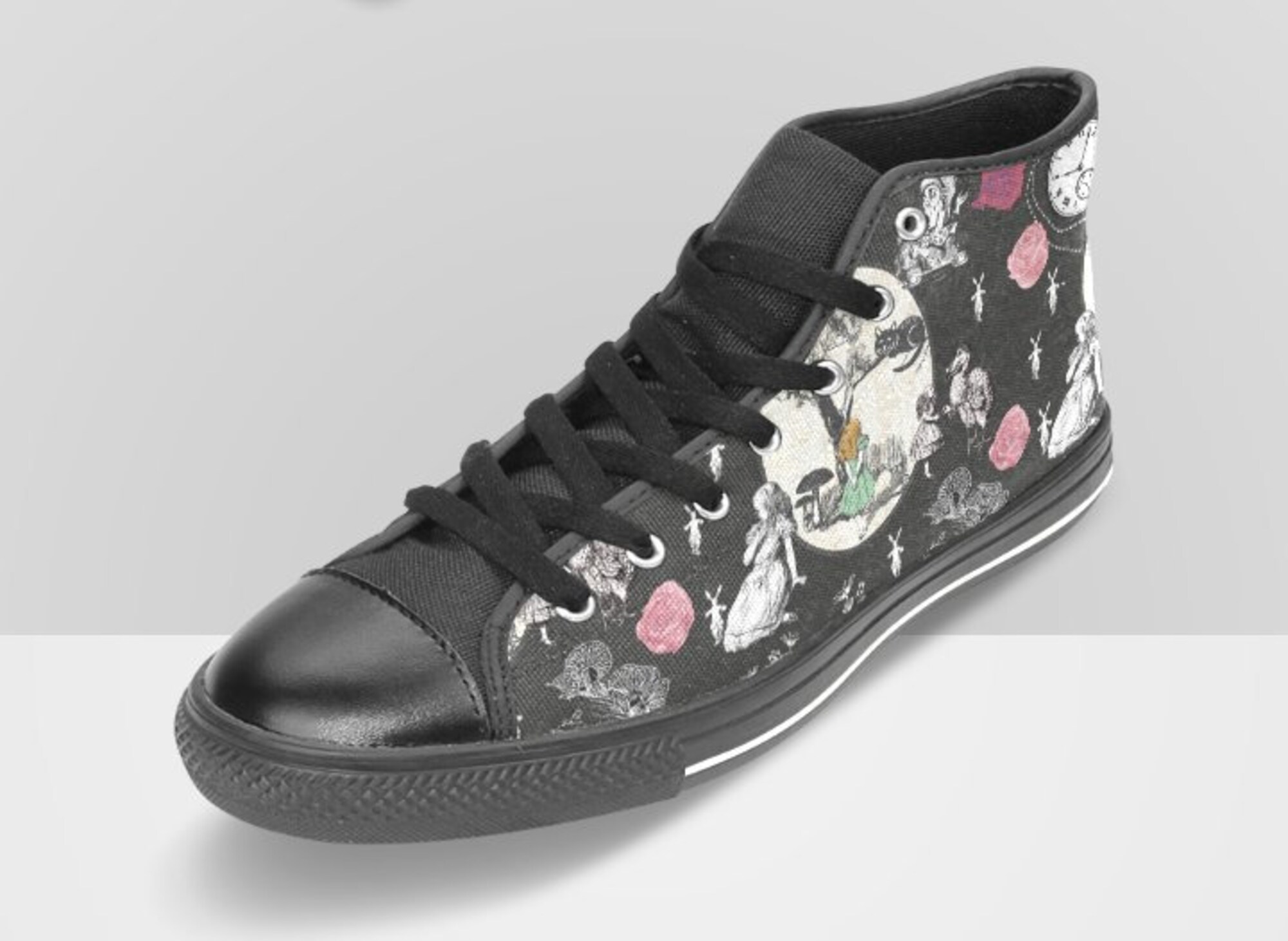 Alice In Wonderland Women's High Top Printed Sneakers, High Top Kicks