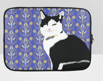 Negro blanco Cat retro funda portátil, Macbook Pro manga 10 pulgadas, 11.6 pulgadas, 13.3 pulgadas, 14.1 pulgadas, 15.6 pulgadas, Microsoft Surface Pro3/4