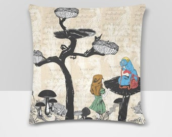 Alice In Wonderland and Caterpillar Decorative Cushion Cover