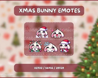 Bunny Christmas Emotes for Twitch, Discord, Youtube and Discord - bunny emote Pack | Descarga instantánea