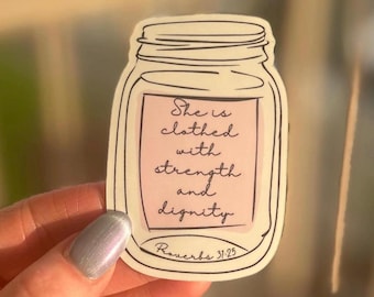 Bible Verse Sticker for Women | Proverbs 31 Woman | Christian Waterproof Vinyl Sticker | Faith-Based Gift | Scripture Laptop Sticker