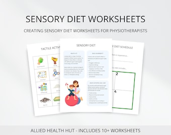 Fisioterapia: hojas de trabajo y programas visuales sobre dieta sensorial. Fisioterapia que ayuda a niños y personas con necesidades de apoyo en un plan de dieta sensorial