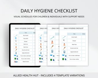 Daily Hygiene Checklist and Visual Schedules for Children and Assisted Living & Disability Support, Daily Routine and Morning Routine Cards