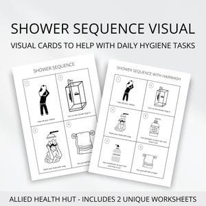 Doucheroutine Visuele kaarten ter ondersteuning bij dagelijkse hygiënetaken, ochtendroutine voor kinderen, ondersteuning bij autisme en handicap ergotherapie