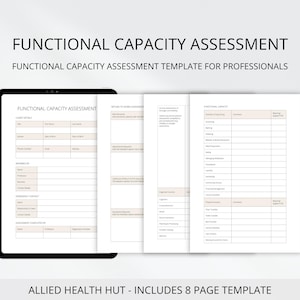 Functional Capacity Assessment Template for Allied Health Professional Evaluation, Return to Work FCA & Report for Occupational Therapist