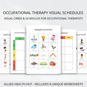 Schede visive e programma di terapia occupazionale con attività motorie, sensoriali e calmanti, risorse OT per bambini e supporto per disabilità