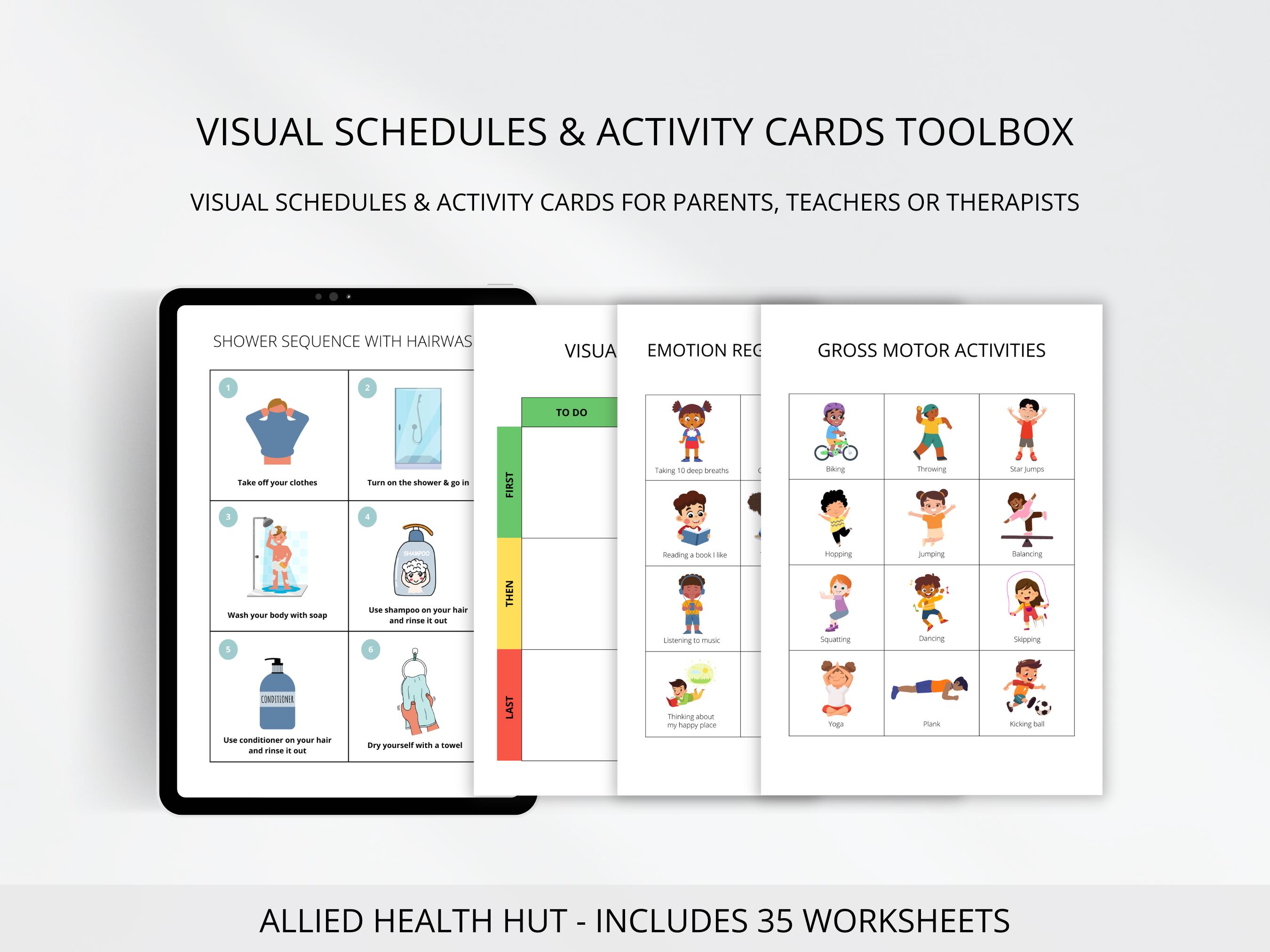 Visual Learning Cards and Activity Schedules for Allied Health Professional Assisting Children in Emotional Regulation & Sensory Overload