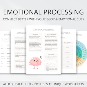 Emotional Processing Interoception Therapy Worksheets for Managing Emotions, Emotional Regulation, Better Body Connection and Emotional Cues