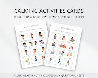 Calming Activity Visual Cards for Children, Emotional Regulation and Managing Emotions for Kids, School Counselor and Therapist Resources