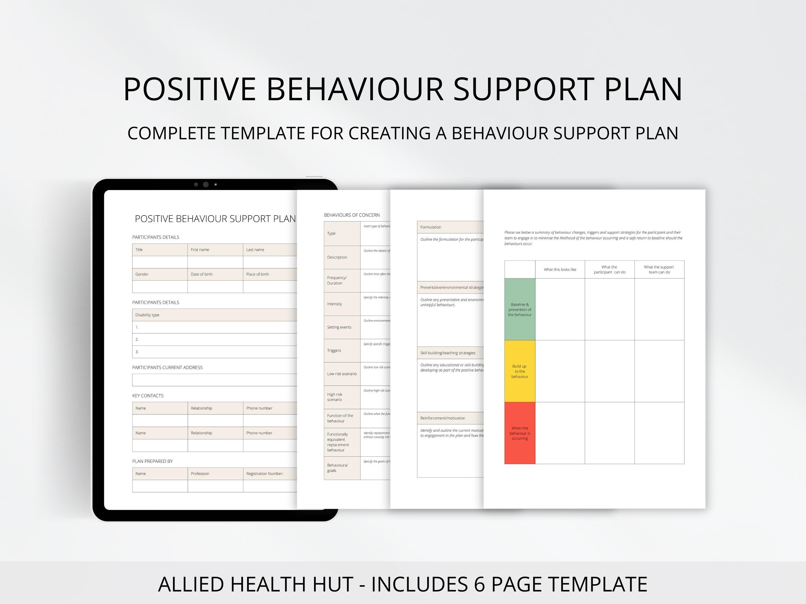 behavioral support plan template for parents, teachers and allied
