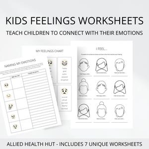 Feelings Worksheets for Kids for Teaching Emotional Regulation and Self-Soothing, Identifying Emotions and Naming Emotions for Children