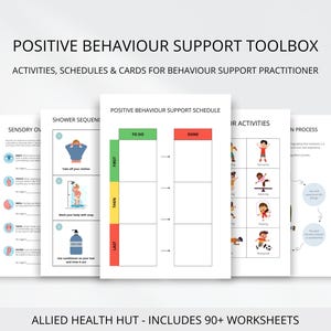 Caja de herramientas de apoyo a la conducta positiva, actividades de interocepción, hojas de trabajo, tarjetas y programas visuales para profesionales de apoyo a la conducta