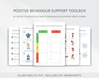 Caja de herramientas de apoyo conductual positivo, actividades de interocepción, hojas de trabajo, tarjetas y programas visuales para profesionales de apoyo conductual.