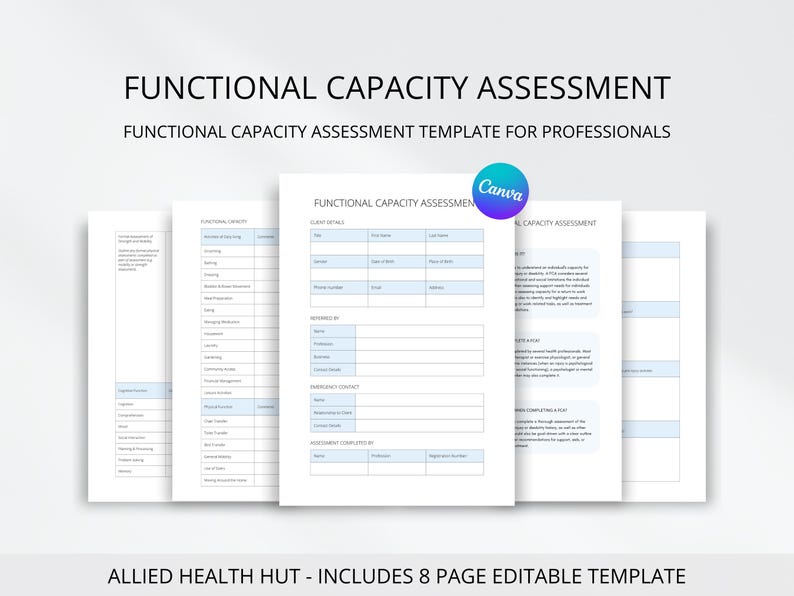 Functional Capacity Assessment Template for Allied Health Professionals
