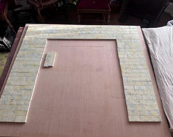 Antique AETCo Fireplace Tile Set 122 pcs — Primrose & Smoke Blue Mottled Glaze