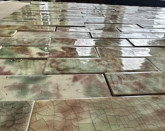 Antique Cambridge and Hamilton Hearth Tiles — Shimmering Green & Cocoa, Buffalo NY