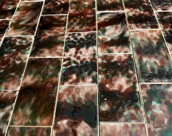 Antique Fireplace Tiles c1895–1905 | Experimental Copper Reduction Glaze | 33×36”