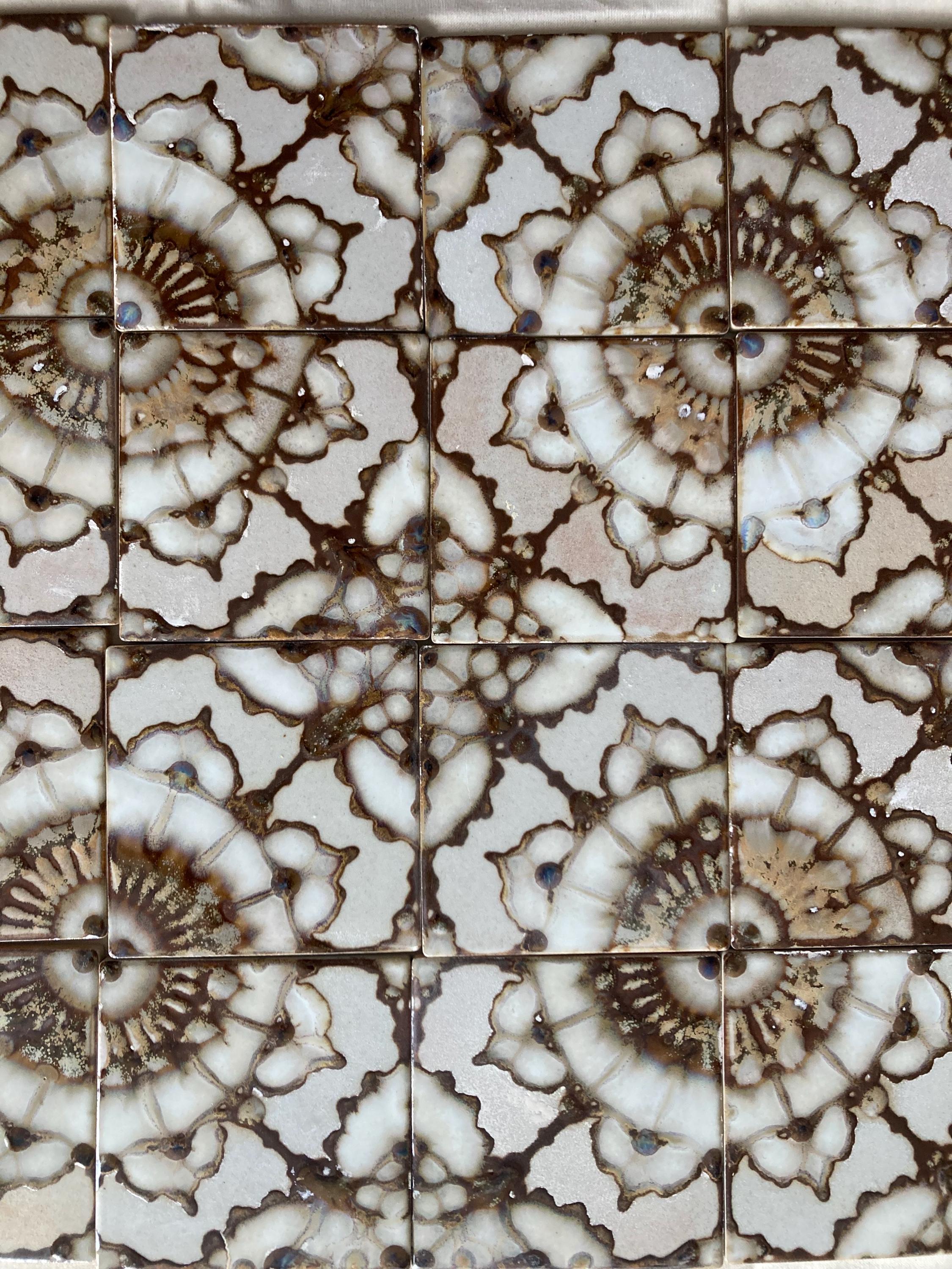 Mid-century Japanese Kyoto Sunburst Tiles — 36 Crystalline