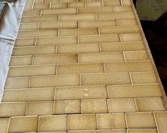 Antique AETCo Fireplace Tiles – Honeyed Ochre Glaze – 81 Piece Lot