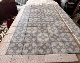 American Encaustic Alhambra Vitrified Mosaic Floor Tile 6x6 Antique AETCo Marked