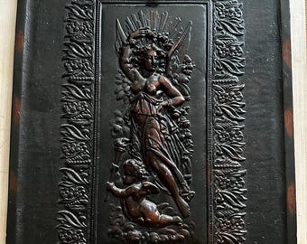 Antique Cast Iron Fireplace Summer Cover Fischer Leaf Louisville Figural Aurora