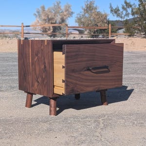 Handmade Nightstand with drawer: Post Modern Bedside Table. Custom sizes available upon request